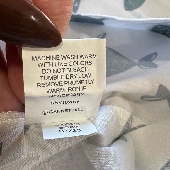 Garnet Hill Twin Flat Sheet & 2 Pillowcases Mini-Print Percale Blue Fish Set EUC - Picture 11 of 11